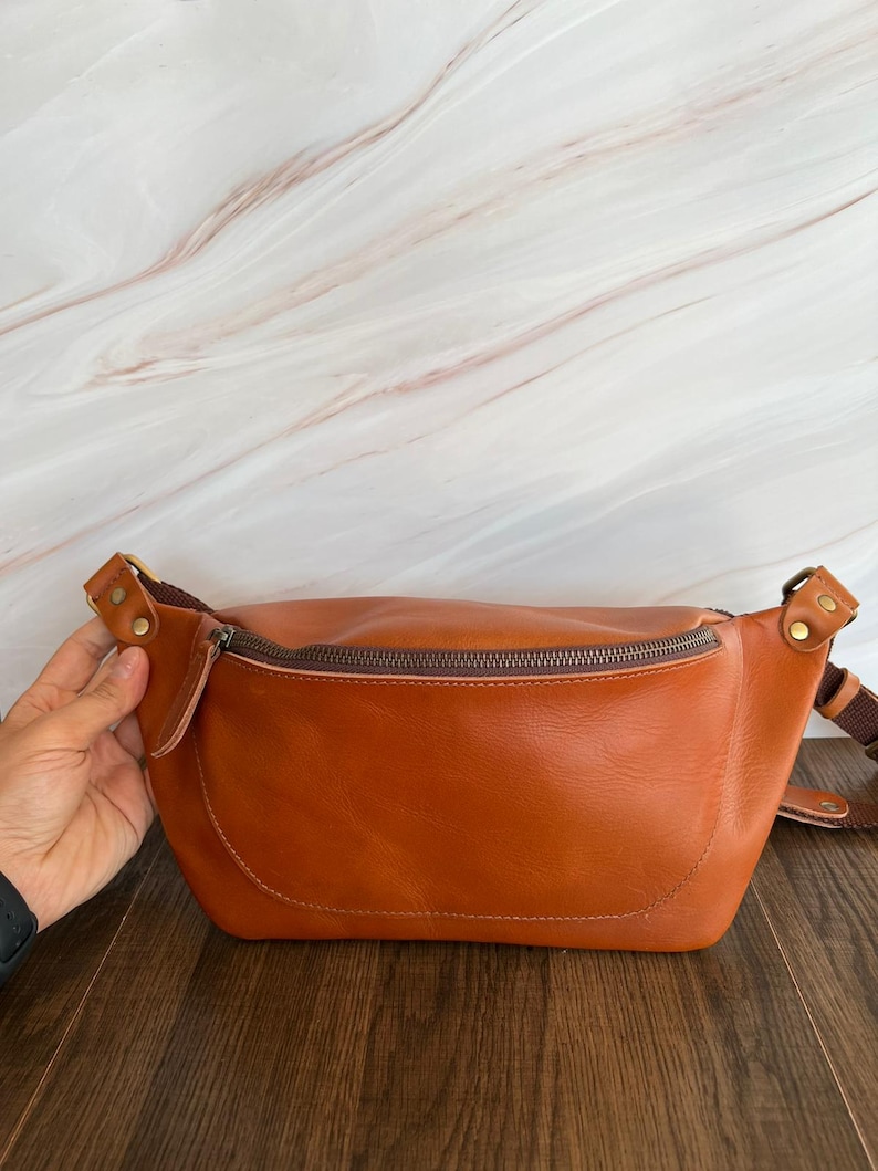 Premium Leather Waist Bag, Handmade Fanny Pack, Genuine Leather Belt Bag for Men & Women, Travel Crossbody Bum Bag image 3