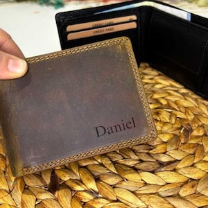 Father's Day, Personalized Wallet, Purse, Gift for him, Genuine Leather Wallet Personalized Gift for him, RFID
