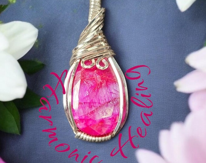 Ruby, necklace, Pendant, Sterling Silver Plated Copper Wrap, root chakra, grounding, stability, vitality, passion, love, courage.