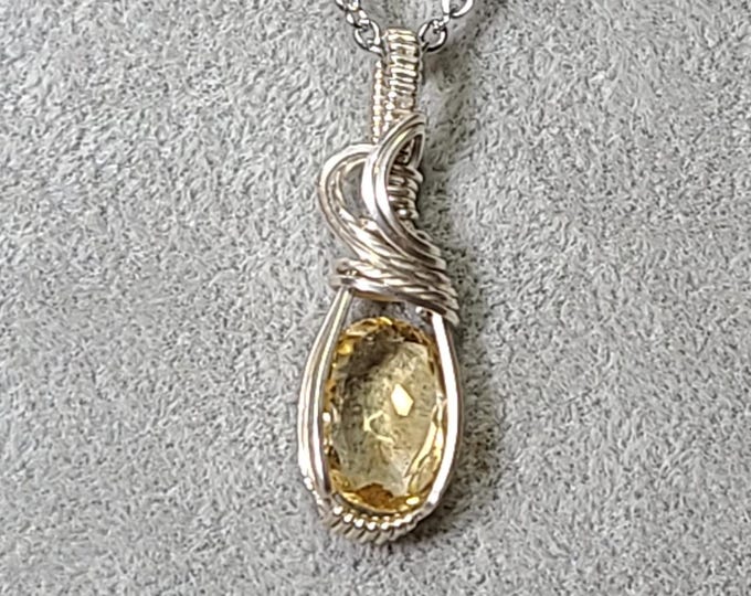 Citrine, Sterling Silver Pendant, Wire wrapped necklace, wire wrap, handmade, gifts for her, pendant, boost self-confidence, self-esteem.