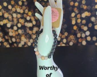 Worthy of Love, beaded Stretch bracelet, Handmade, healing, spiritual, rose quartz, sunstone, bracelet, stretch, beaded, gifts