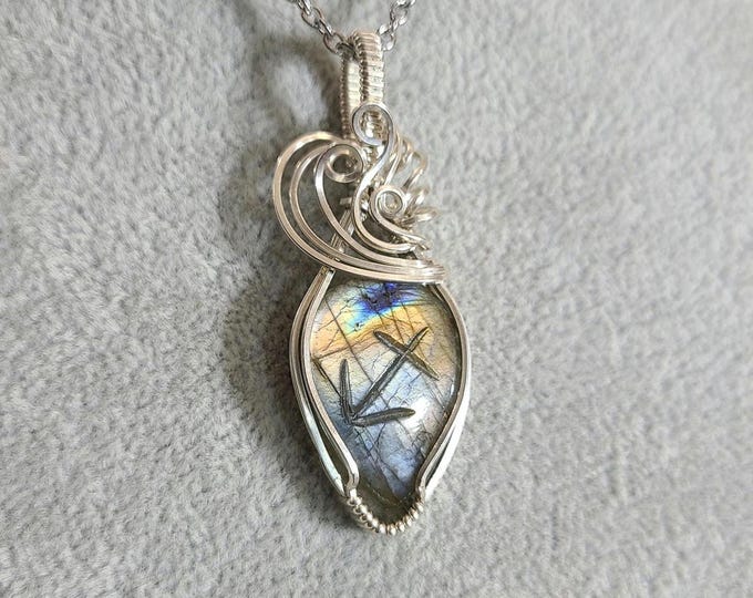 Labradorite, Sagittarius, Sterling Silver Pendant, Wire wrapped necklace, wire wrap, handmade, gifts for her, pendant, transformation