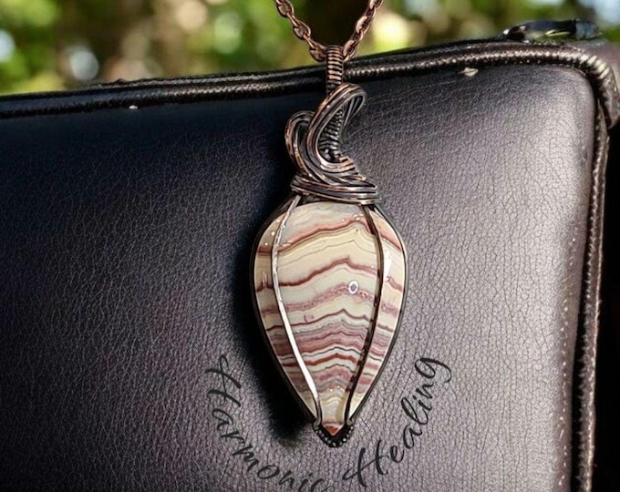 Lace Agate, Wire wrapped necklace, wire wrap, handmade, gifts for her, pendant, Happy Lace, radiates positive vibes, promotes joy, courage