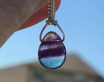 Fluorite necklace, pendant, Sterling Silver, peace, positivity, clarity, balance, past life regression, energy management, protection.