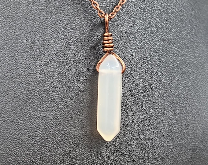 Agate Necklace, Copper wrap necklace, Balance Pendant, Soothing Necklace, Heals inner Anger Pendant. Encouragement necklace.
