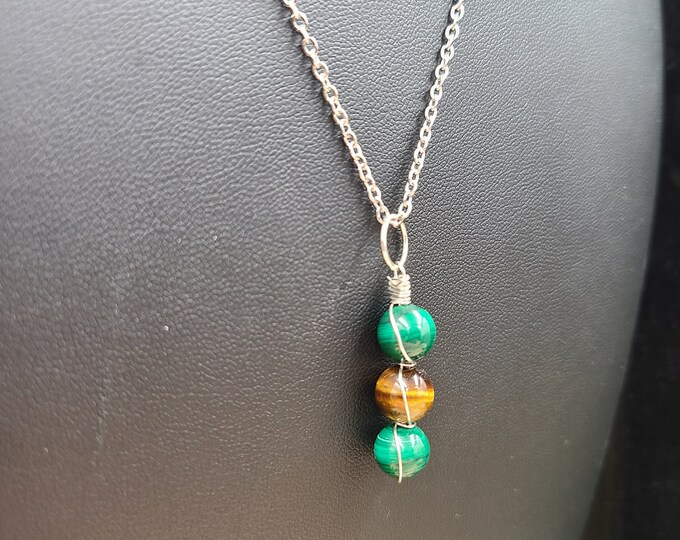 Protection Necklace, Transformational Necklace, Malachite Necklace, Tiger's Eye Pendant Necklace.