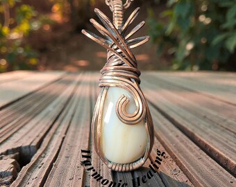 Agate wrapped necklace, wire wrapped pendant, Copper wrapped Agate, Small Pendant, awareness, overcoming anger, release negativity, handmade