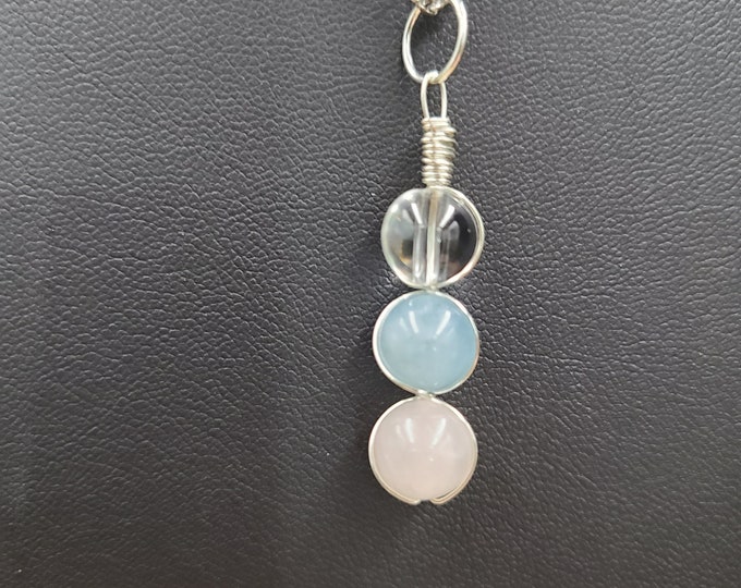 Inner Peace Necklace, Calming Necklace, Anti-Anxiety Necklace, Clear Quartz; Aquamarine; Rose Quartz Necklace