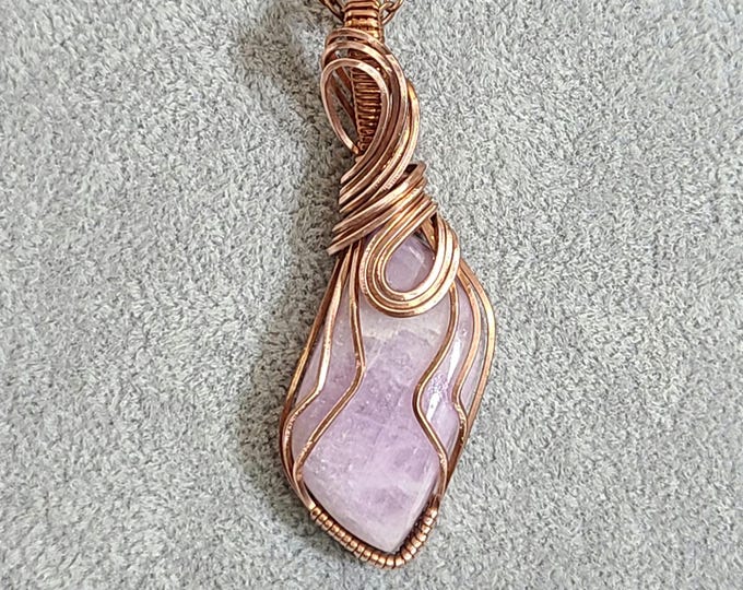 Kunzite, Wire wrapped necklace, wire wrap, handmade, gifts for her, pendant, opens the heart & mind to love, joy, peace, commitment