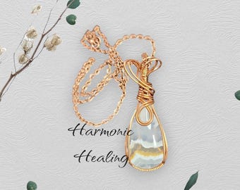 Sky Agate, Necklace, pendant, Gifts for her, awareness, overcoming bitterness, release negativity, courage, copper necklace, nurturing love.