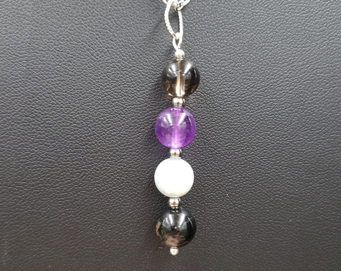 Protection necklace, Grounding necklace, Intuition pendant, Balance pendant, natural gemstone necklace.  Sterling silver necklace.