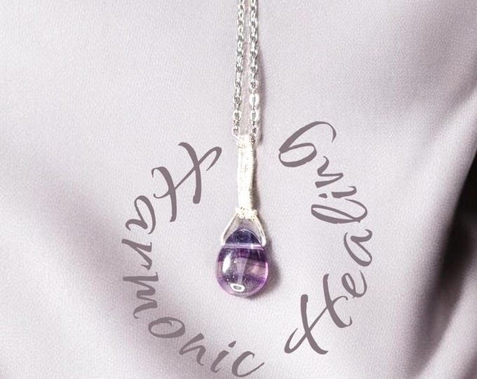 Fluorite necklace, pendant, Sterling Silver, peace, positivity, clarity, balance, past life regression, energy management, protection.