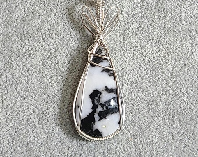 Zebra Jasper, Sterling Silver Pendant, Wire wrapped necklace, wire wrap, handmade, gifts for her, pendant, balance & harmony, root chakra