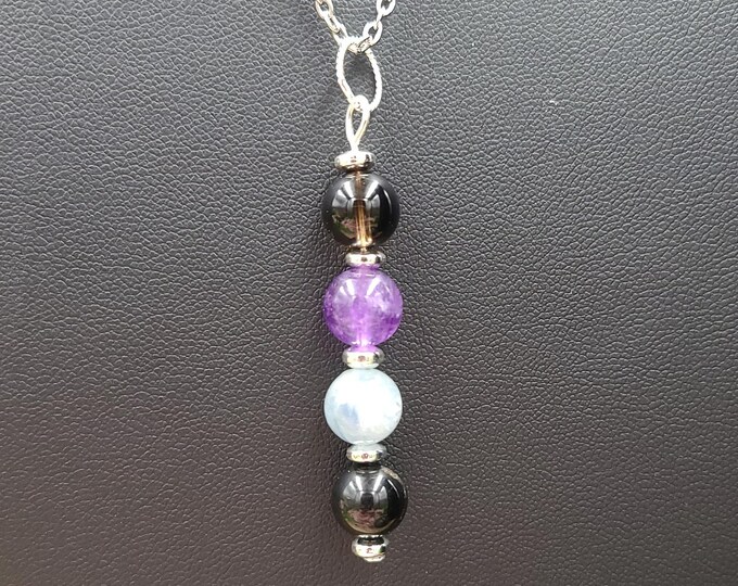 Protection necklace, Grounding necklace, Intuition pendant, Balance pendant, natural gemstone necklace.  Sterling silver necklace.