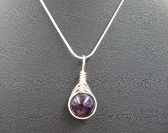 Amethyst Wrap Necklace, Purple Pendant, Intuition necklace.