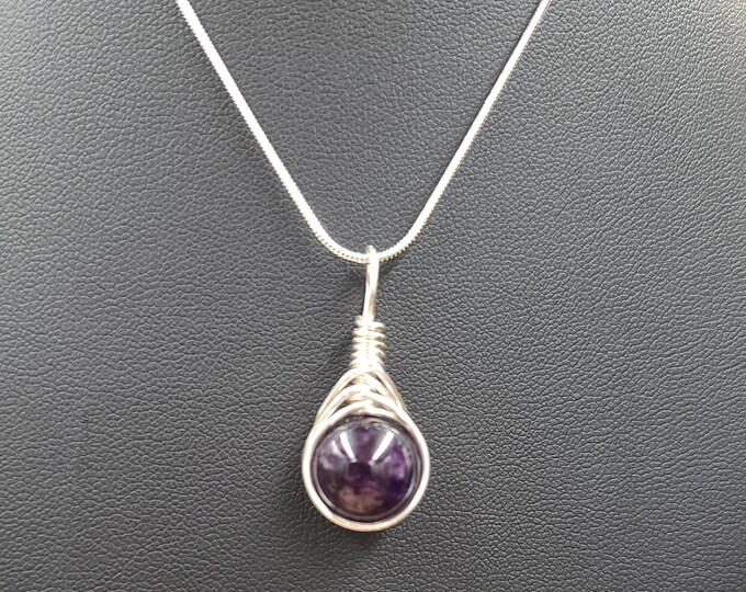 Amethyst Wrap Necklace, Purple Pendant, Intuition necklace.