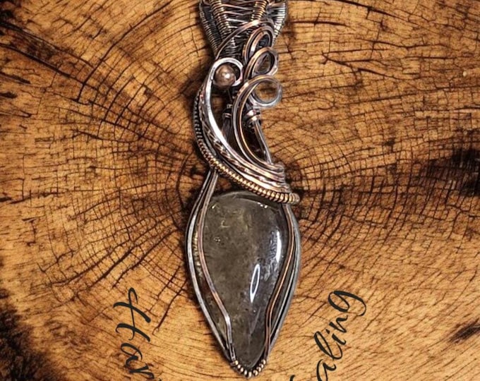 Hematoid Quartz, Fire Quartz, Wire wrapped necklace, wire wrap, handmade, gifts for her, pendant, Stone of spiritual growth & awakening,