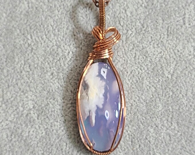 Plume Agate, Doublet, Wire wrapped necklace, wire wrap, handmade, gifts for her, pendant, Helps with composure & maturity, balances emotions