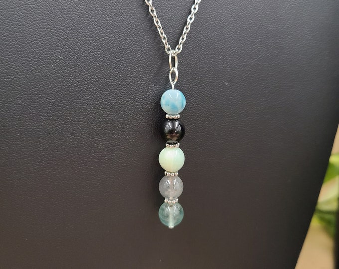 New Beginnings Necklace, Larimar Necklace, Pendant, Harmony, Necklace, balance, gift for her.