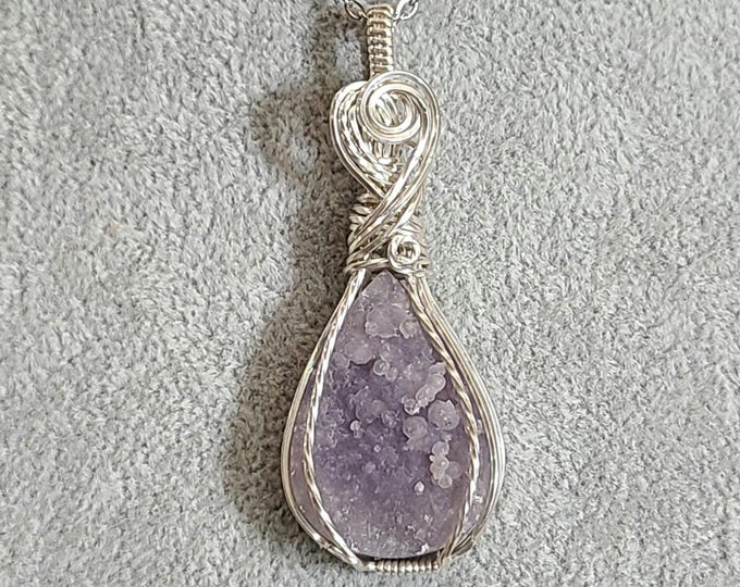 Grape Agate, Raw Grape Agate, Wire wrapped necklace, wire wrap, handmade, gifts for her, pendant, Inner wisdom, crown chakra, prosperity