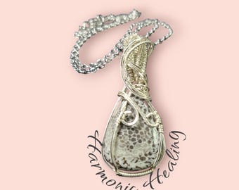 Black Fossil, necklace, pendant, gifts for her, Sterling silver necklace, root chakra, grounding, healing, releasing old, personal growth.