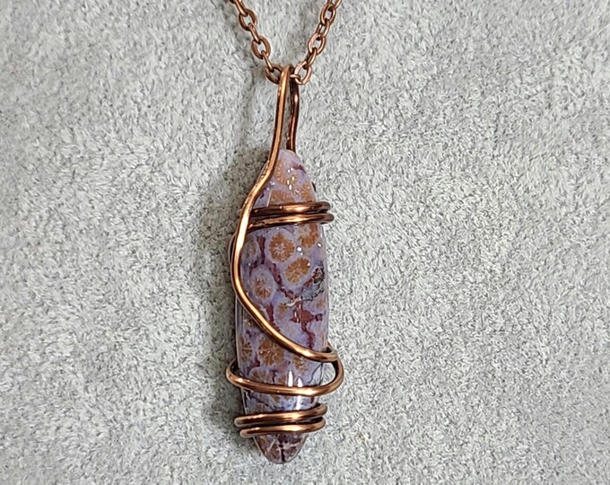 Ocean Jasper, Wire wrapped necklace, wire wrap, handmade, gifts for her, pendant, promotes peace, harmony, emotional healing, intuition
