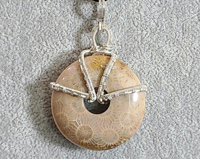 Coral Fossil, wrapped necklace, Pendant, wire wrapped Necklace, handmade, gifts for her, gifts for him, grounding, personal growth, aligning