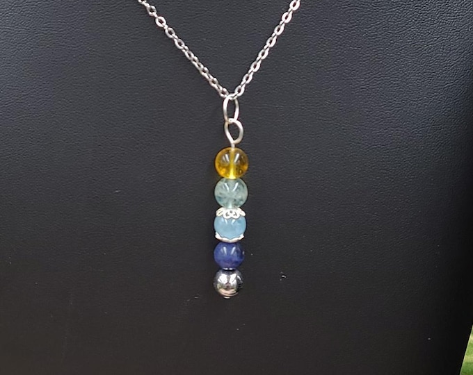 Lupus support pendant, natural gemstone necklace, Sterling silver wrap necklace,