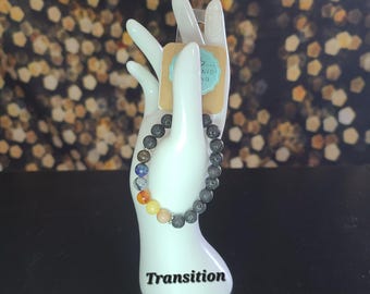 Transition, beaded Stretch bracelet, Handmade, healing, spiritual, beaded, bracelet, gifts, natural gemstones, coping, intuition, positivity
