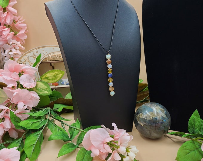 Kidney Health Necklace, rainbow necklace, balance necklace, wellness necklace, Gold wrap necklace.