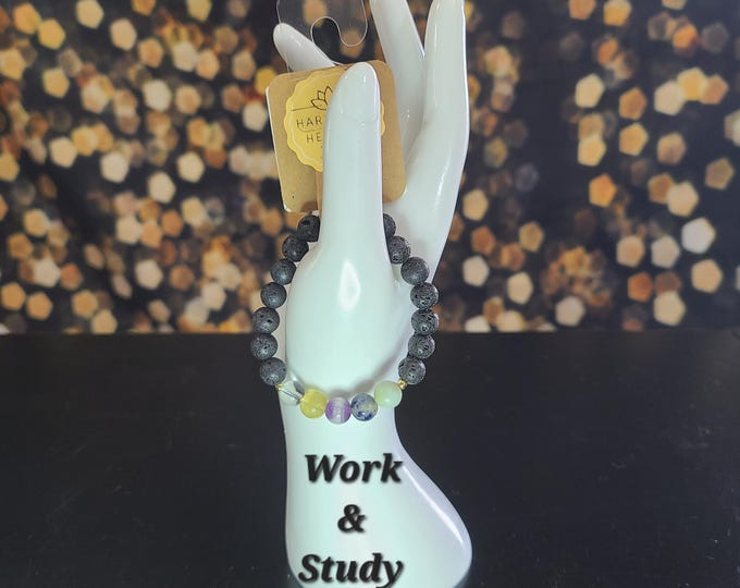 Work & Study, beaded Stretch bracelet, Handmade, healing, spiritual, bracelet, beaded, calming, intuition, clarity, happiness, wisdom