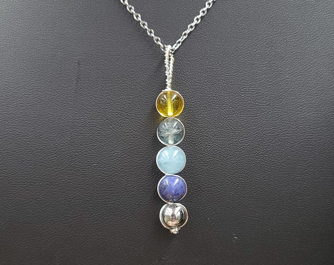 Lupus support pendant, natural gemstone necklace, Sterling silver wrap necklace,