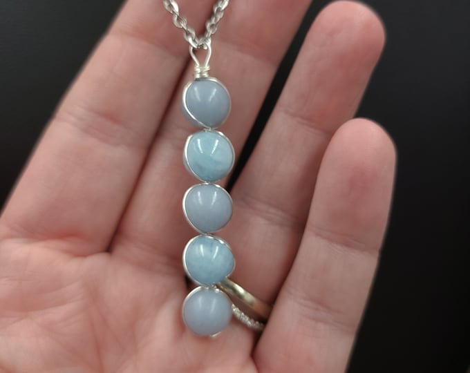 Throat Chakra Necklace, Chakra pendant, blue necklace, angelite necklace, Aquamarine pendant.