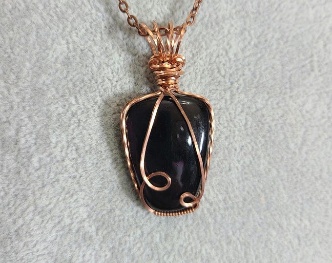Rainbow Obsidian, Wire wrapped necklace, copper, wire wrap, handmade, gifts for her, grounding, protection, cleansing, peace
