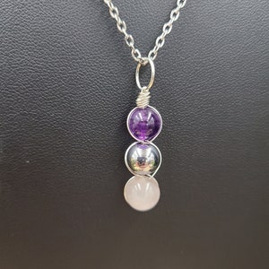 Empath Protection Necklace, Protect your Energy Necklace, Emotional Protection Necklace, Amethyst, Hematite, Rose Quartz Necklace, handmade.