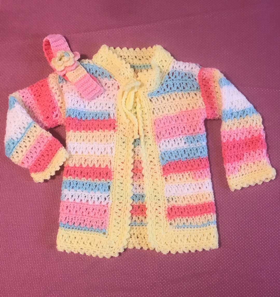 Crocheted Rainbow Color Sweater. Etsy