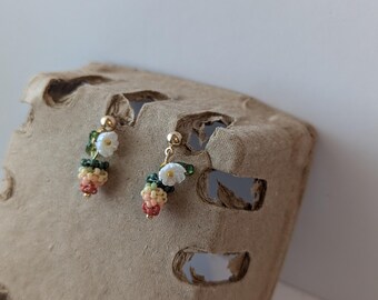 Handmade Beaded Strawberry Charm Earrings