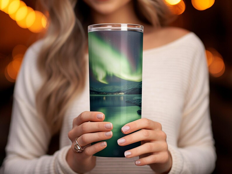 Northern Lights 20oz Skinny Tumbler Wraps, Digital Download Sublimation