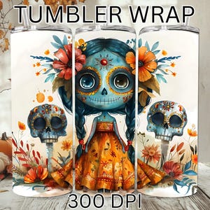 Dia de los Muertos, Day of the Dead png, 20oz Tumbler Wrap, Sugar Skull png, Mexican png, Sugar Skull Tumbler, Skull Tumbler Wrap