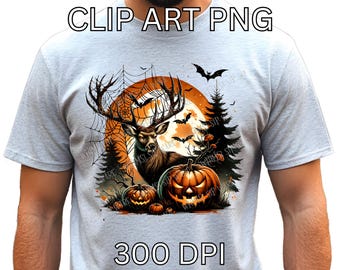 Spooky Halloween Buck PNG: Antler Skull Sublimation Design (Digital Download) - Tumbler Design
