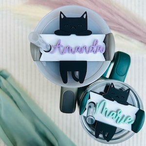 Cat Personalized Name Tag for Stanley Tumbler Lid (30oz/40oz)