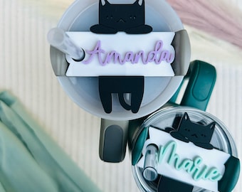 Cat Personalized Name Tag for Stanley Tumbler Lid (30oz/40oz)