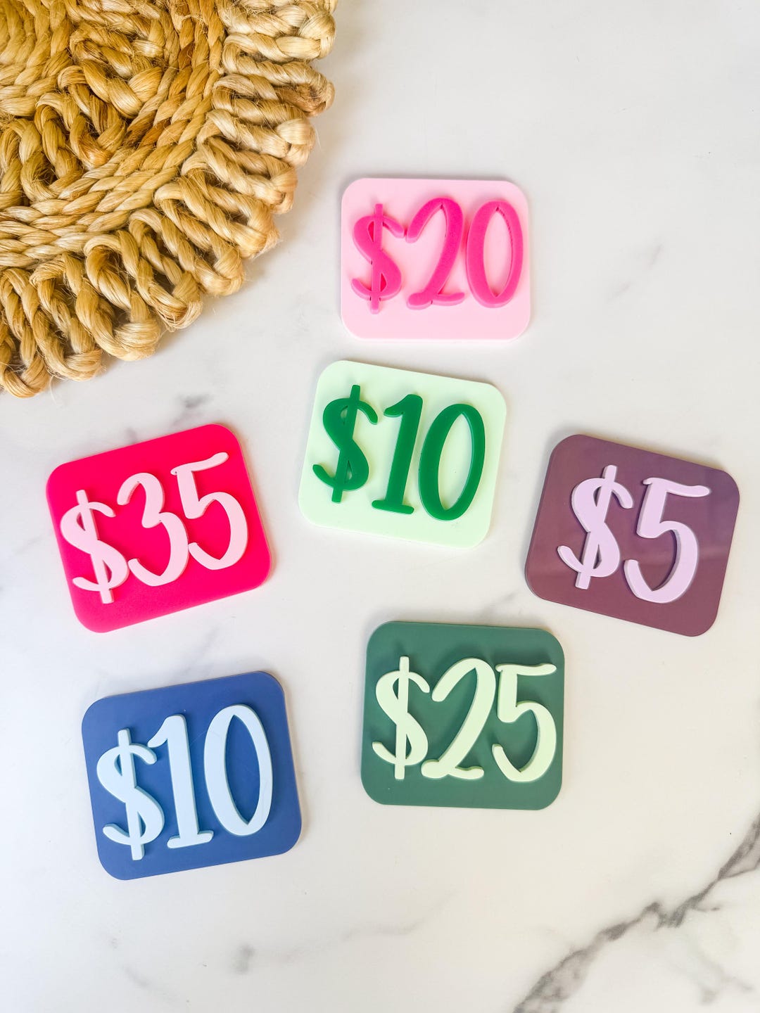 Colorful Acrylic Price Tags Sign Minimalist Market Retail Display ...