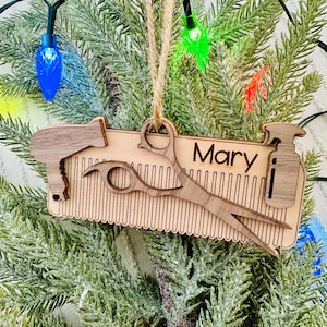 Hair Tools Hairdresser Ornament - Hairdresser Custom wooden Ornament - Personalized Hairstylist Ornament