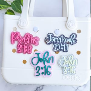 Custom Bible Verse Bogg Bag Charm: Religious Bag Accessory