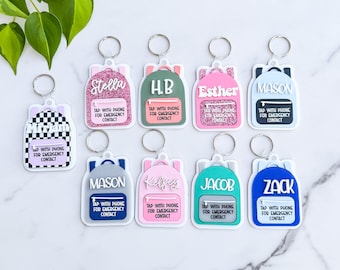 Custom NFC Emergency Contact Backpack Tag: Acrylic School & Travel ID