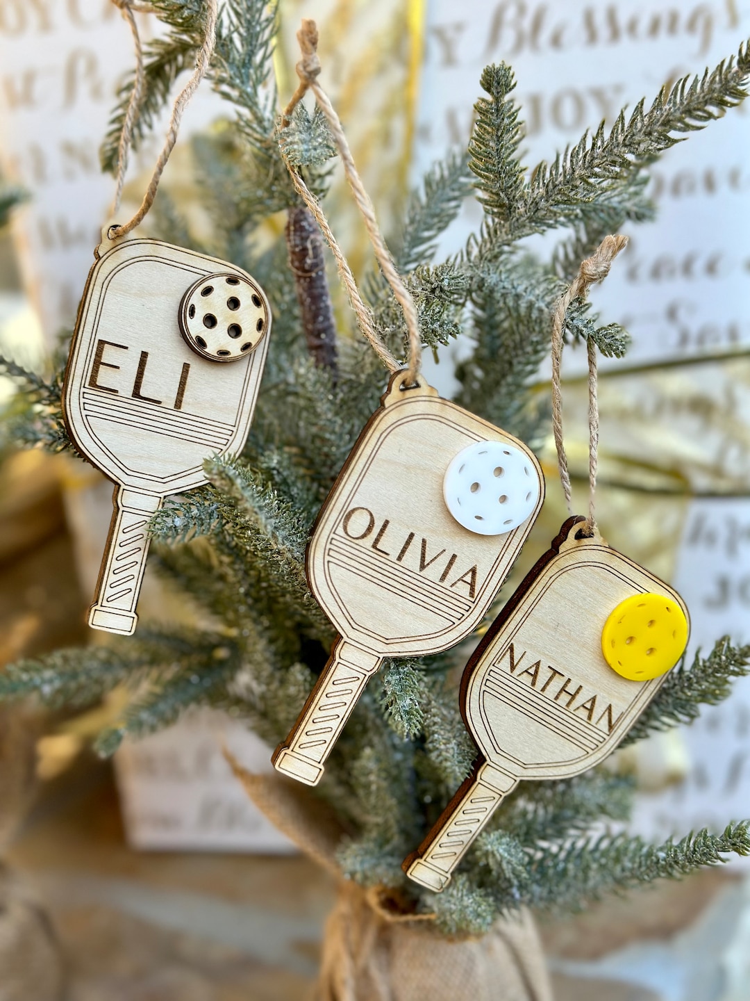 Pickleball Ornament Personalized Pickleball Personalized Gifts Wooden