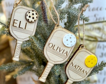 Personalized Wooden Pickleball Christmas Ornament: Sports Player Gift