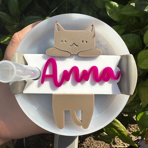 Etiqueta de nombre personalizada de gato para tapa de vaso Stanley (30 oz o 40 oz)