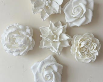 Resin Floral Wall Decor: Rose Sculptures, Set of 6